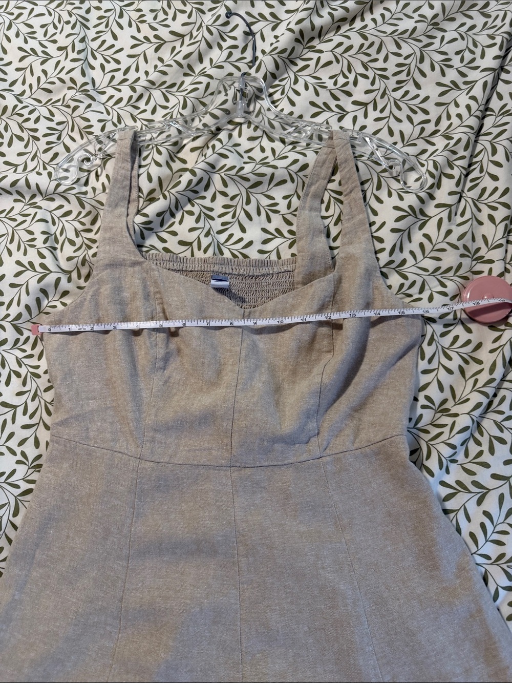 Beige Linen-Blend Sleeveless Midi Dress - Picture 4 of 8